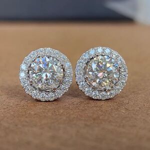 Certified 4.60ct Full Moissanite Removable Halo Luxury Stud Earrings UNISEX